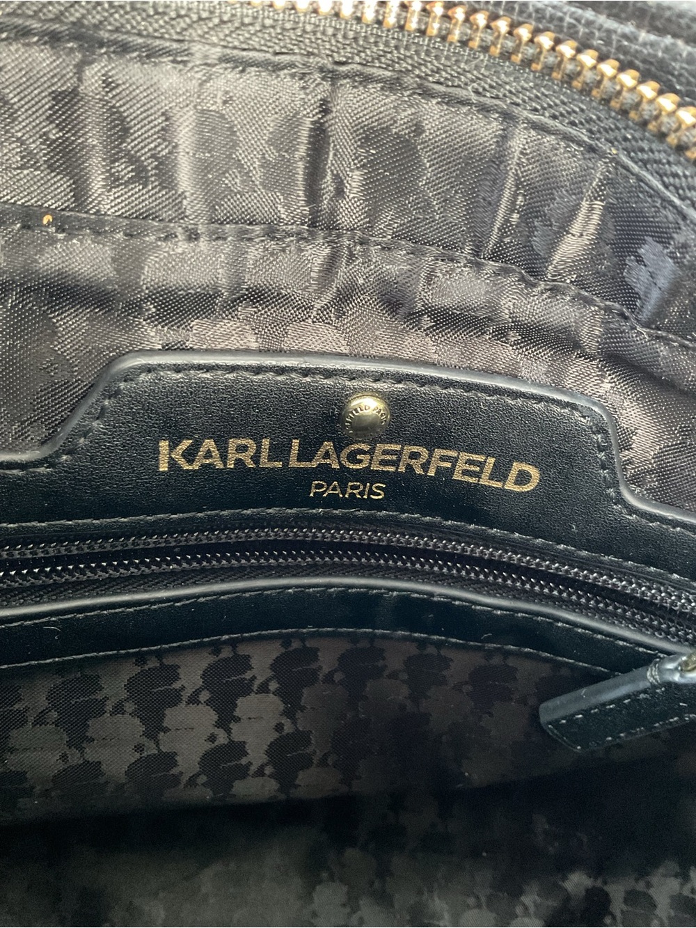 Karl Lagerfeld Paris Black Tote Bag K/Ikonik Logo Pebbled Leather Large - Picture 8 of 12